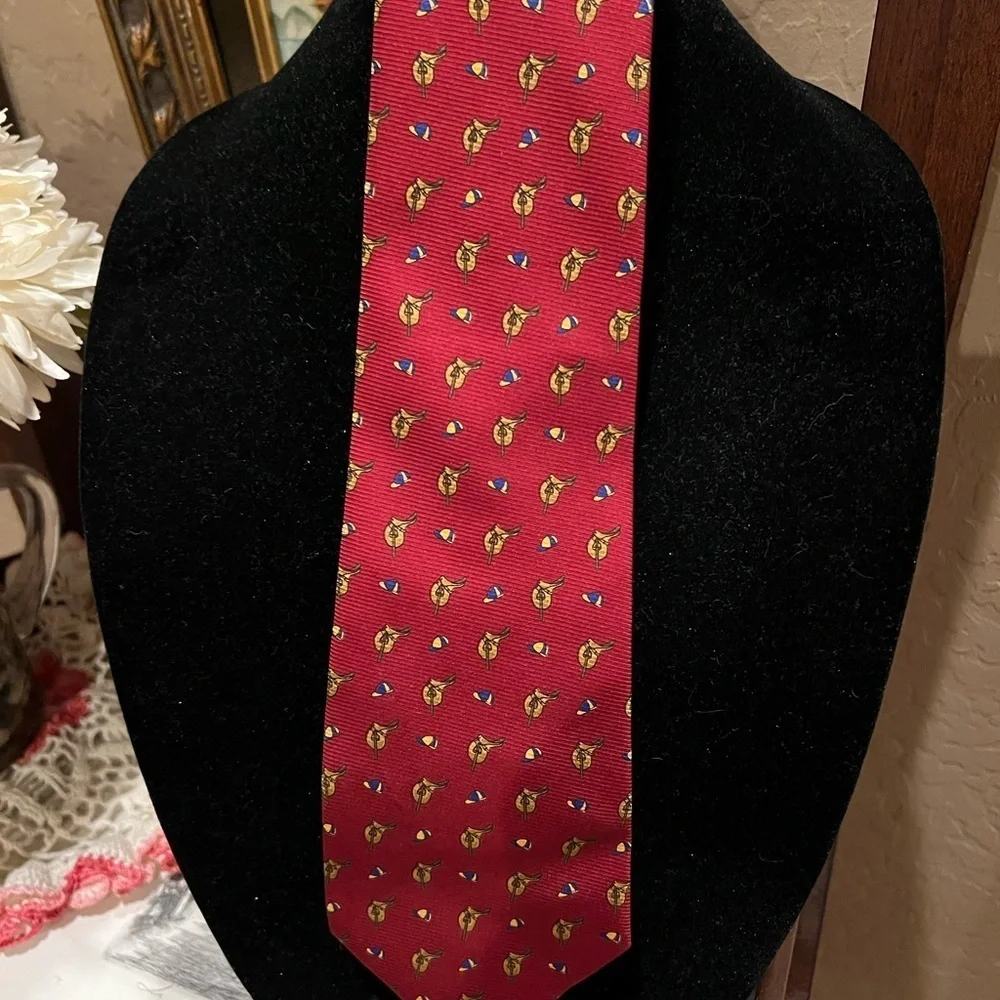 Lauren - Ralph Lauren - 100% Silk Red Necktie Tie Neck Tie - Red